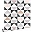 behang grafische driehoeken wit, zwart, warm grijs en oudroze van ESTAhome