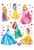 muursticker prinsessen blauw, geel, roze en paars van Disney