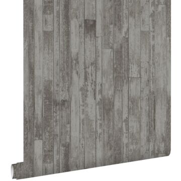 behang vintage sloophout planken vergrijsd bruin taupe van ESTAhome
