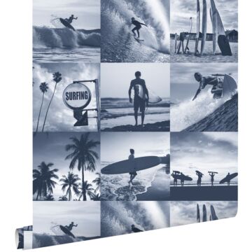 behang foto's van surfers donkerblauw van ESTAhome
