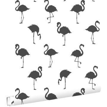 behang flamingo's zwart en wit van ESTAhome