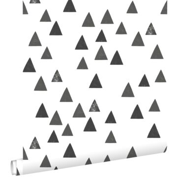 behang grafische driehoeken zwart wit van ESTAhome