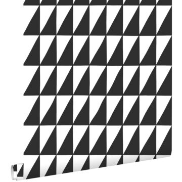 behang grafische driehoeken zwart wit van ESTAhome