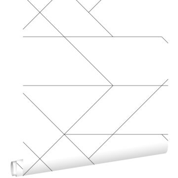 behang grafische lijnen zwart wit van ESTAhome