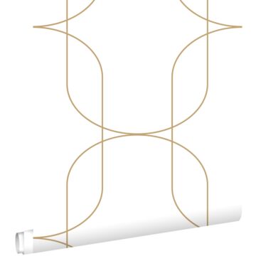 behang geometrische vormen wit en goud van ESTAhome