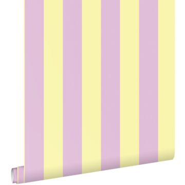 behang strepen pastel geel en lila paars van ESTAhome