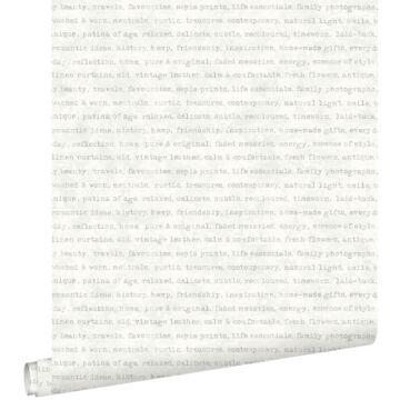 behang tekst grijs op witte gemeleerde achtergrond van ESTAhome