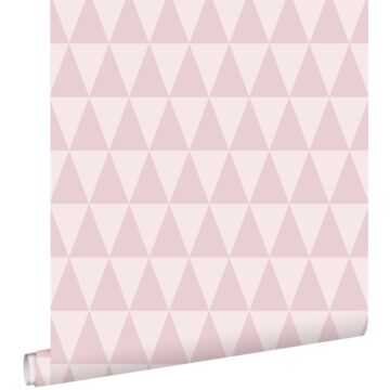 behang grafisch geometrische driehoeken lila roze van ESTAhome