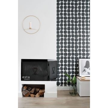 woonkamer behang grafisch motief zwart wit 139090
