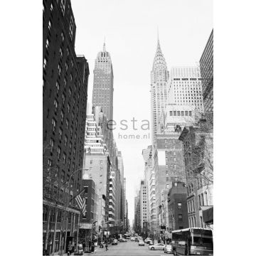 fotobehang New York street view zwart en wit van ESTAhome