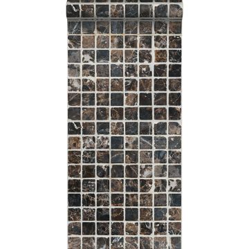 XXL behang mosaic tiles bruin en zwart van ESTAhome