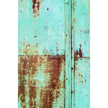 fotobehang metaal-look turquoise en bruin van ESTAhome