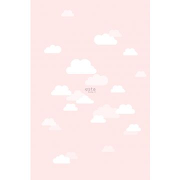fotobehang wolkjes licht roze van ESTAhome