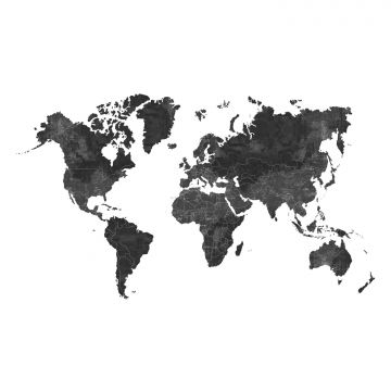 fotobehang wereldkaart antraciet grijs van ESTAhome