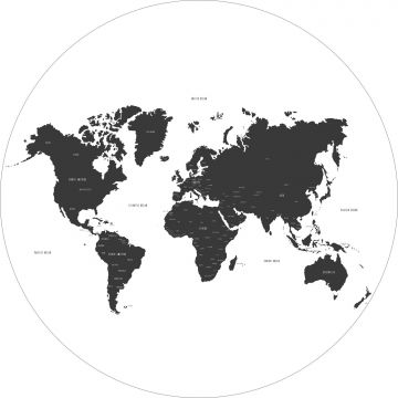 zelfklevende behangcirkel wereldkaart zwart wit van ESTA home