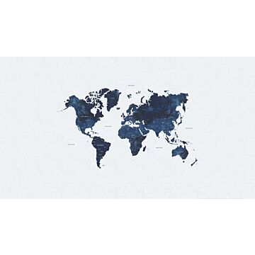fotobehang vintage wereldkaart blauw van ESTAhome