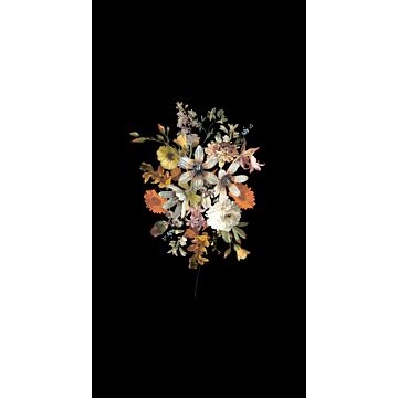 fotobehang bloemstilleven multicolor op zwart van ESTAhome
