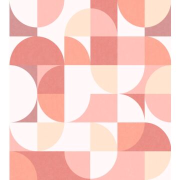 fotobehang cirkels in Bauhaus stijl roze tinten van ESTAhome