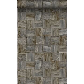 eco-texture vliesbehang sloophout motief donkerbruin van Origin Wallcoverings