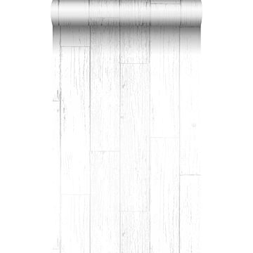 behang verweerde houten planken mat wit en zilver van Origin Wallcoverings