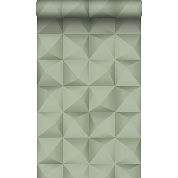 eco-texture vliesbehang 3D-motief licht vergrijsd groen van Origin Wallcoverings