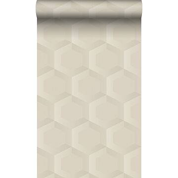 eco-texture vliesbehang 3d hexagon motief lichtbeige van Origin Wallcoverings