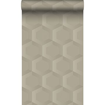 eco-texture vliesbehang 3d hexagon motief zand beige van Origin Wallcoverings