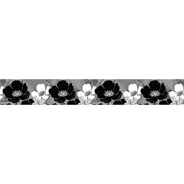 zelfklevende behangrand bloemen zwart wit en grijs van Sanders & Sanders
