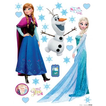 muursticker Frozen Anna & Elsa blauw, paars en wit van Disney