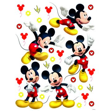muursticker Mickey Mouse rood en geel van Disney