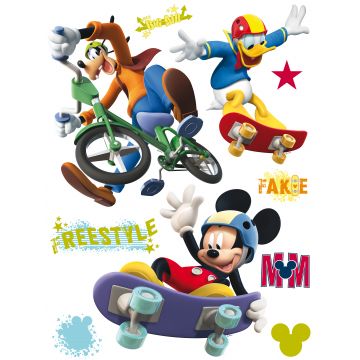 muursticker Mickey Mouse, Donald Duck & Goofy blauw, paars en rood van Disney