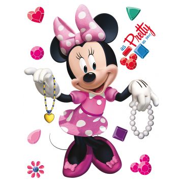 muursticker Minnie Mouse roze van Disney