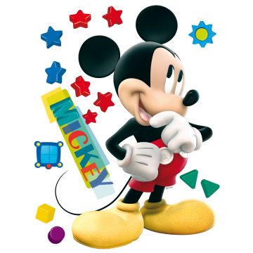 muursticker Mickey Mouse geel, rood en blauw van Disney