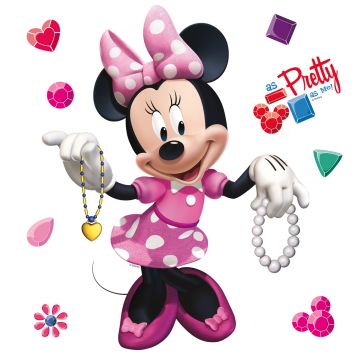 muursticker Minnie Mouse roze van Disney