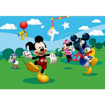 fotobehang Mickey Mouse groen, blauw en geel van Disney