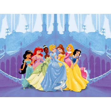 fotobehang prinsessen blauw, roze en paars van Disney