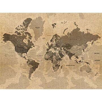 fotobehang wereldkaart beige en bruin van Sanders & Sanders
