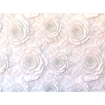 fotobehang bloemen met 3D effect wit van Sanders & Sanders
