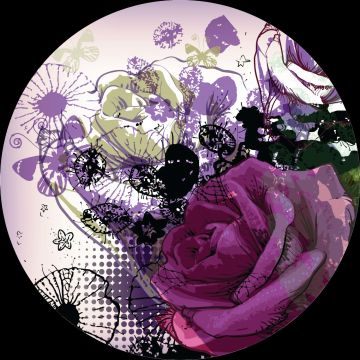 zelfklevende behangcirkel bloemen paars en roze van Sanders & Sanders