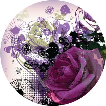 zelfklevende behangcirkel bloemen paars en roze van Sanders & Sanders