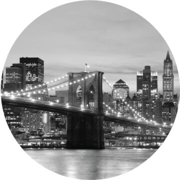zelfklevende behangcirkel Brooklyn Bridge New york zwart wit van Sanders & Sanders