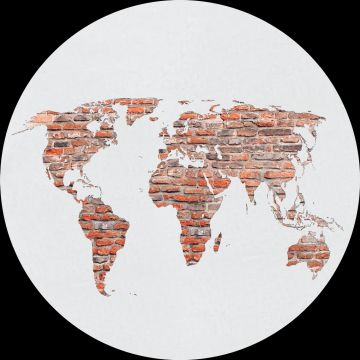 zelfklevende behangcirkel wereldkaart roest bruin, grijs en wit van Sanders & Sanders