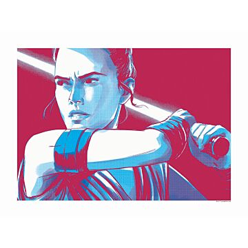 poster Star Wars Faces Rey rood en blauw van Komar