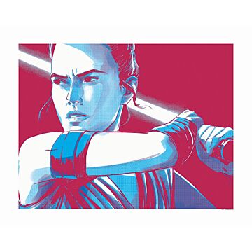 poster Star Wars Faces Rey rood en blauw van Komar