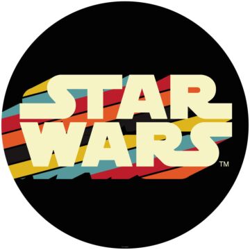 zelfklevende behangcirkel Star Wars Typeface multicolor op zwart van Komar