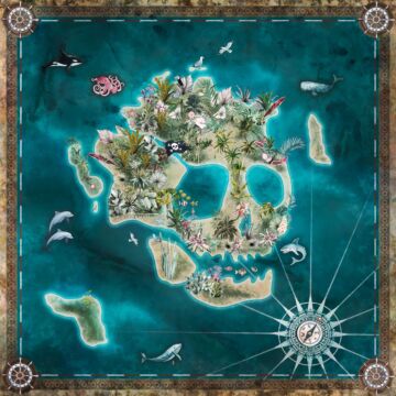 fotobehang Skull Island blauw van Komar