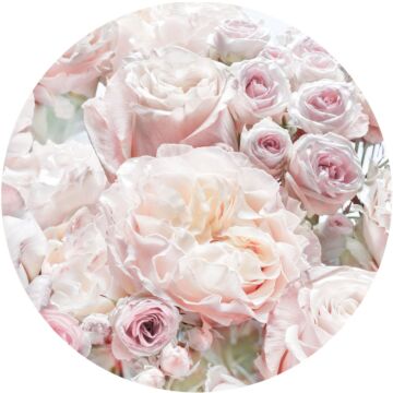 zelfklevende behangcirkel Pink and Cream Roses licht roze van Komar