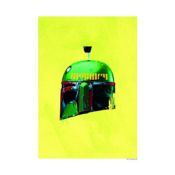 poster Star Wars Classic Helmets Boba Fett geel en groen van Sanders & Sanders