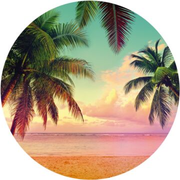 zelfklevende behangcirkel strand groen, roze en turquoise van Sanders & Sanders