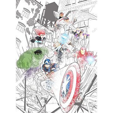 fotobehang the avengers multicolor op wit van Sanders & Sanders